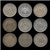 1923-45 Mexico 1 Peso 9pcs XF/AU (COI-8639)