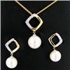 Pearl Diamond 14k Pendant Earrings Chain (JEW-2836)