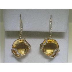 Citrine and .51 ct Diamonds 14K Yellow Gold Earrings