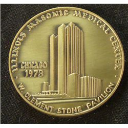 SOLID BRASS 1973 CHICAGO ILLINOIS MASONIC MEDICAL COIN