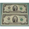 Image 1 : 2 Consec # 2003 A $2 Bills D Mint Cleveland Notes CU