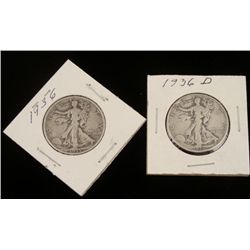 1935 & 1936-D Walking Liberty Silver Half Dollars