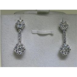14K White Gold All Diamonds Earrings 1 Carat