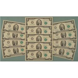 13 Consecutive # CU $2 Bill Notes 2003-A G Mint Chicago