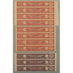 11 Colombia Specimen Revenue Stamps 5, 10 Centavos