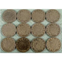 12 Diff Date V Nickels Better Than Average 1900-1912