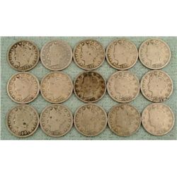 15 Diff Date Nice Grade V Nickels Including 1912-D