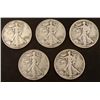 Image 1 : 1 Lot of 5 Mixed Date Silver Liberty Half Dollars