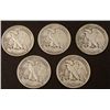 Image 2 : 1 Lot of 5 Mixed Date Silver Liberty Half Dollars