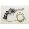 Image 1 : Webley-Enfield DA revolver, .38 cal., 5”  barrel, military mat blue finish,  import-marked, checkere