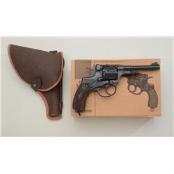 Russian Model 1895 Nagant DA revolver,  import-marked, 7.62mm cal., black finish,  checkered brown p