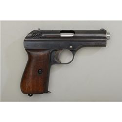 CZ Model 1927 semi-auto pistol, 9mm cal.,  3-1/2” barrel, black finish, smooth wood  grips, #59669. 