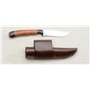 Image 1 : Hand-made custom sheath knife, blade #A101  with mesquite and micarta bolsters, thong  hole at butt,