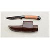 Image 2 : Hand-made custom sheath knife, blade #A101  with mesquite and micarta bolsters, thong  hole at butt,