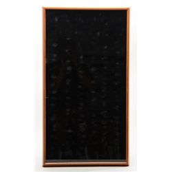 Large wood and glass display case with black  lined interior, approx. 17” x 31” overall and  in exce