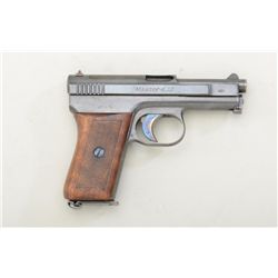 Mauser Pocket Model semi-auto pistol, 6.35mm  cal., 3” barrel, blue finish, checkered wood  stocks, 