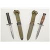 Image 1 : Lot of two M1 carbine bayonets and USM8A1  sheaths with leather grips, both in overall  good to very