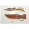 Image 2 : Modern large handmade bowie knife with stag  grip approx. 13” overall with a heavy leather  sheath a