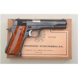 Spanish Star Super Model semi-auto pistol,  9mm Largo cal., 5” barrel, black finish,  custom smooth