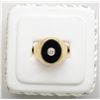 Image 1 : Gents 14k yellow gold (9gms) ring set with a  black onyx embedded with a round diamond.  Est. $850-$