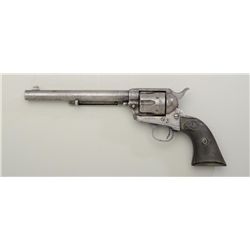 Colt SAA revolver, .45 cal., 7-1/2” barrel,  blue and case hardened finish, checkered  black hard ru