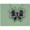 Image 1 : Superb 14 karat white gold ladies custom made  butterfly design necklace fine set with 7  matching r