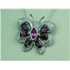 Image 2 : Superb 14 karat white gold ladies custom made  butterfly design necklace fine set with 7  matching r
