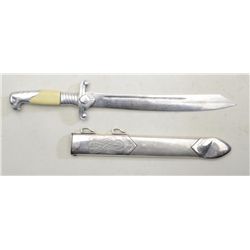 German nazi RAD Officer’s Dagger and sheath  approx. 15” overall with blade marked “P.D.  Luneschlos