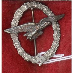 Rare German Luftwaffe Glider Pilot badge,  1940; early quality by C.E. Junker in Berlin;  anodized s