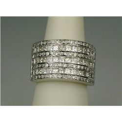 Stunning 14 karat white gold ladies custom  made ring channel set with 36 princess cut  diamonds wei