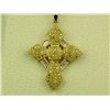 Image 1 : Splendid 14 karat yellow gold ladies cross  design necklace pave set with over 88 round  brilliant c