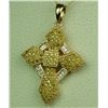 Image 2 : Splendid 14 karat yellow gold ladies cross  design necklace pave set with over 88 round  brilliant c