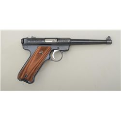 Ruger Mark II semi-auto target pistol, .22LR  cal., 7-1/2” barrel, black finish, checkered  wood thu
