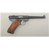 Image 1 : Ruger Mark II semi-auto target pistol, .22LR  cal., 7-1/2” barrel, black finish, checkered  wood thu