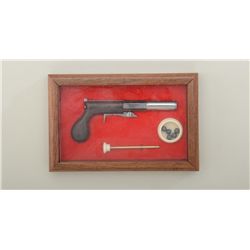 Beautiful wood display cased miniature copy  of an H.J. Hole Underhammer pistol made by  Ron DeWalt 