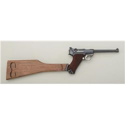 Miniature working copy of a DWM Luger  semi-auto pistol with wood detachable  shoulder stock in over