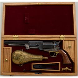 Modern wood cased reproduction Walker  percussion revolver, .44 cal., 9” barrel,  blue and case hard