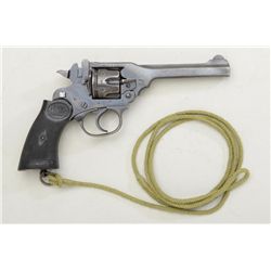 Webley & Scott Mark IV DA top break revolver,  .38 cal., 5” barrel, blue finish, checkered  hard rub