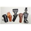 Image 1 : Lot of five misc. leather holster including a  modern repro. of a US flap holster and  hanger for a 