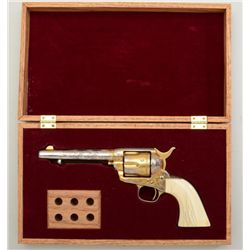 Colt SAA revolver, western style non-factory  engraving, .45 cal., 5-1/2” barrel, nickel  and gold w