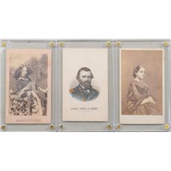 Lot of three mid-to-late 1800’s CDV cards in  protective plastic casings including a  colored litho 