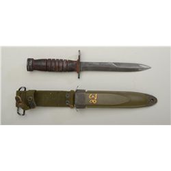 USM8A1 military M1 carbine bayonet and sheath  with woven hanger in overall very good  condition sho