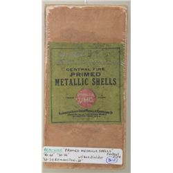 Box with label that reads “Central Fire  Primed Metallic Shells”. Box measures 5-1/2”  by 2-3/4”, 2-