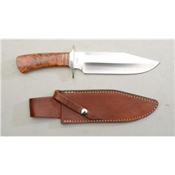 Custom A.G. Russell Maple burl handled bowie  knife approx. 14” overall and in excellent  condition 