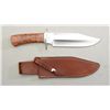 Image 1 : Custom A.G. Russell Maple burl handled bowie  knife approx. 14” overall and in excellent  condition 