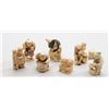 Image 2 : Lot of 7 carved ivory netsuke figurines, each  a different personage including a drummer, a  farmer,