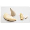 Image 1 : Lot of three whale ivory including a large  old tooth approx. 6” overall with a beautiful  patina; o