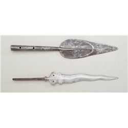 Lot of two 19th century iron spearheads  including one that appears to be African,  approx. 14” over