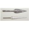 Image 1 : Lot of two 19th century iron spearheads  including one that appears to be African,  approx. 14” over