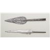 Image 2 : Lot of two 19th century iron spearheads  including one that appears to be African,  approx. 14” over